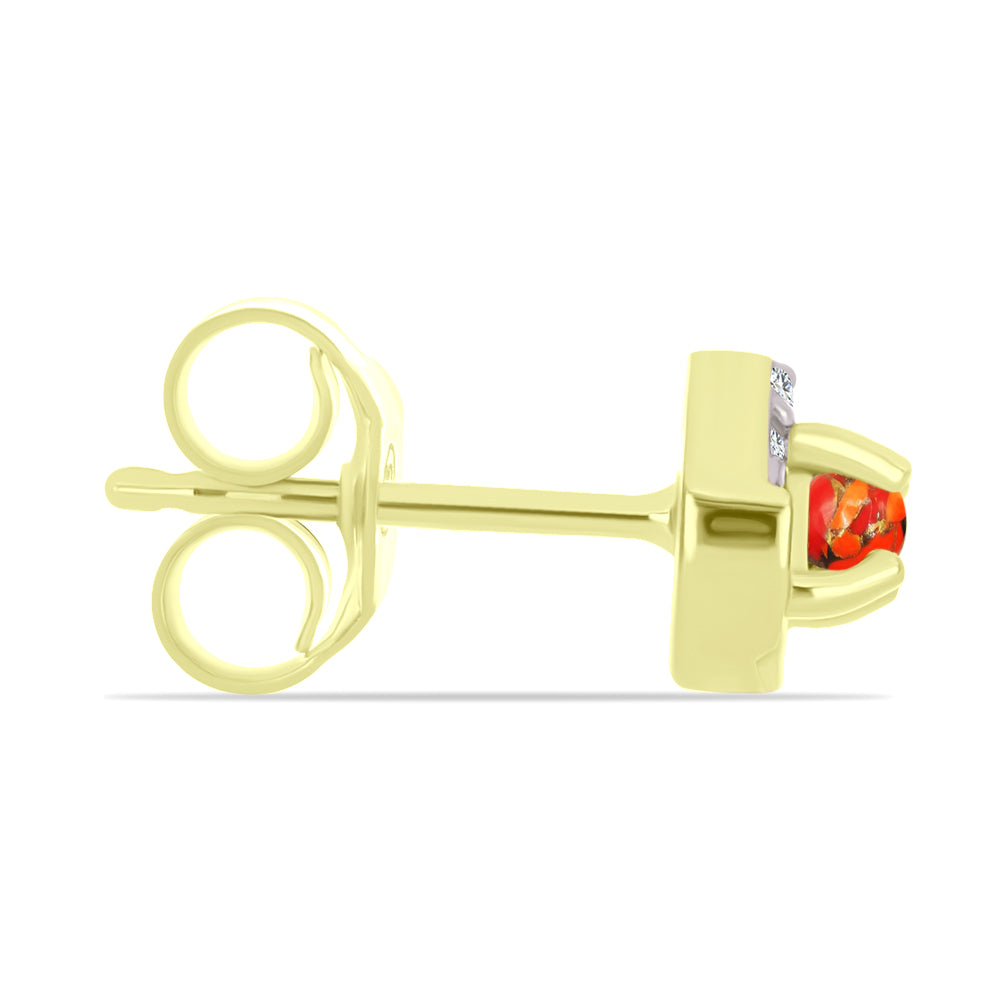 Cercei din Argint 925 Placat cu Aur ( 1.81 grame ) cu Turcoaz Mohave și Topaz Alb 0.29 Carate 2 