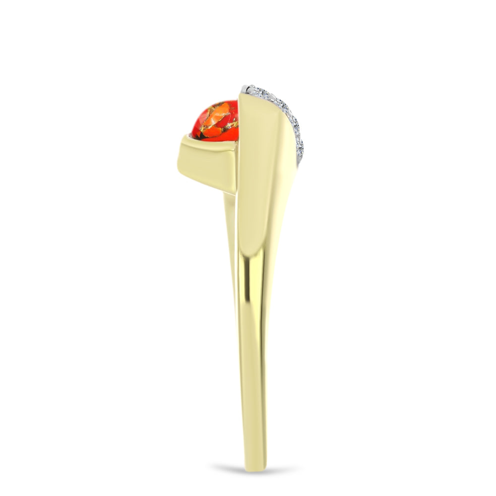 Inel din Argint 925 Placat cu Aur ( 3.27 grame ) cu Turcoaz Mohave și Topaz Alb 0.98 Carate