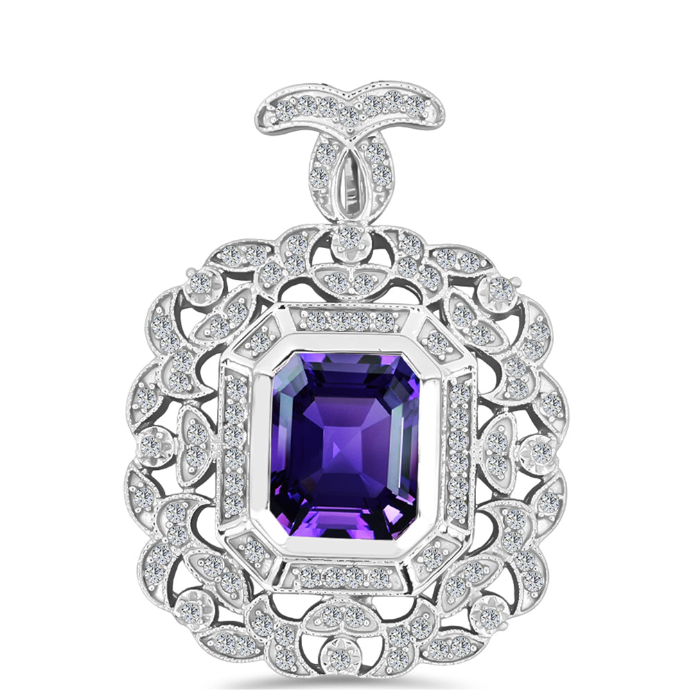 Pandantiv din Argint 925 ( 3.98 grame ) cu Ametist Marocan și Topaz Alb 3.48 Carate 3 