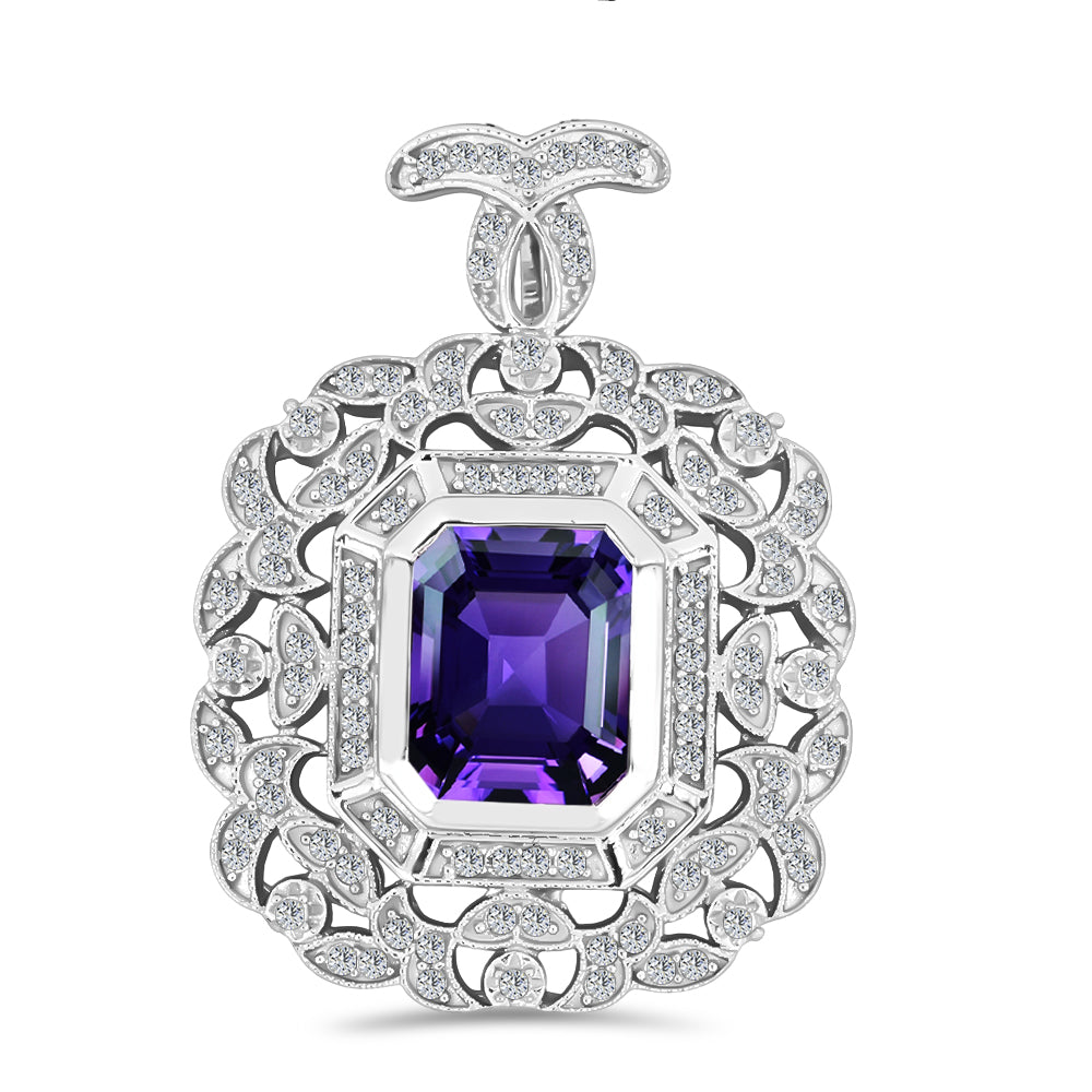 Pandantiv din Argint 925 ( 3.98 grame ) cu Ametist Marocan și Topaz Alb 3.48 Carate