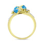Inel din Argint 925 Placat cu Aur ( 3.21 grame ) cu Larimar(Piatra delfinului) și Topaz Alb 2.09 Carate