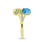 Inel din Argint 925 Placat cu Aur ( 3.21 grame ) cu Larimar(Piatra delfinului) și Topaz Alb 2.09 Carate