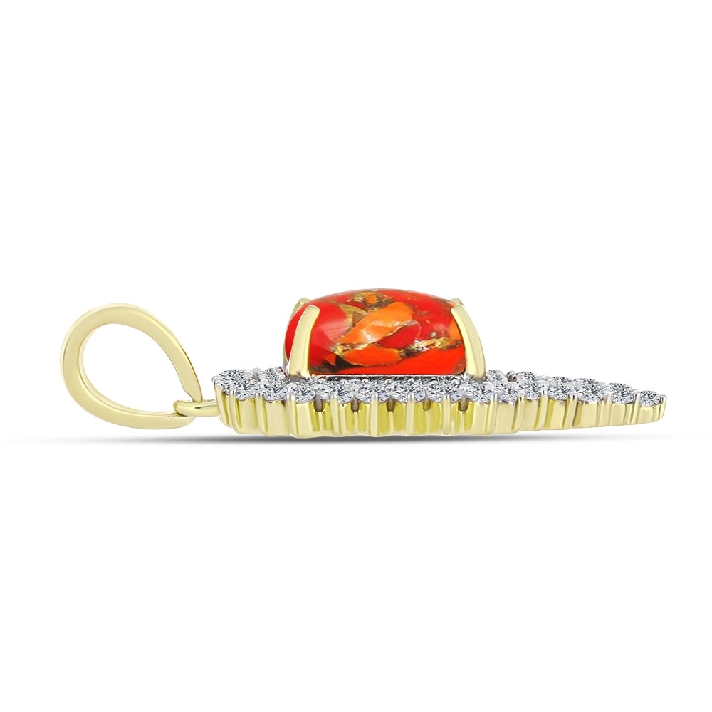 Pandantiv din Argint 925 Placat cu Aur ( 2.39 grame ) cu Turcoaz Mohave și Topaz Alb 2.58 Carate