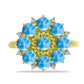 Inel din Argint 925 Placat cu Aur ( 3.14 grame ) cu Larimar(Piatra delfinului) și Topaz Alb 2.81 Carate