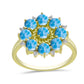 Inel din Argint 925 Placat cu Aur ( 3.14 grame ) cu Larimar(Piatra delfinului) și Topaz Alb 2.81 Carate