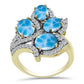 Inel din Argint 925 Placat cu Aur ( 5.5 grame ) cu Larimar(Piatra delfinului) și Topaz Alb 5.65 Carate