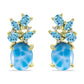 Cercei din Argint 925 Placat cu Aur ( 3.95 grame ) cu Larimar(Piatra delfinului) și Topaz Swiss Blue 5.17 Carate