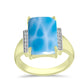 Inel din Argint 925 Placat cu Aur ( 4.51 grame ) cu Larimar(Piatra delfinului) și Topaz Alb 7.4 Carate