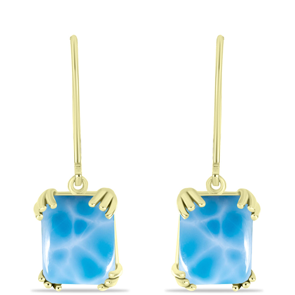 Cercei din Argint 925 Placat cu Aur ( 2.13 grame ) cu Larimar(Piatra delfinului) 7 Carate