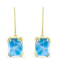 Cercei din Argint 925 Placat cu Aur ( 2.13 grame ) cu Larimar(Piatra delfinului) 7 Carate