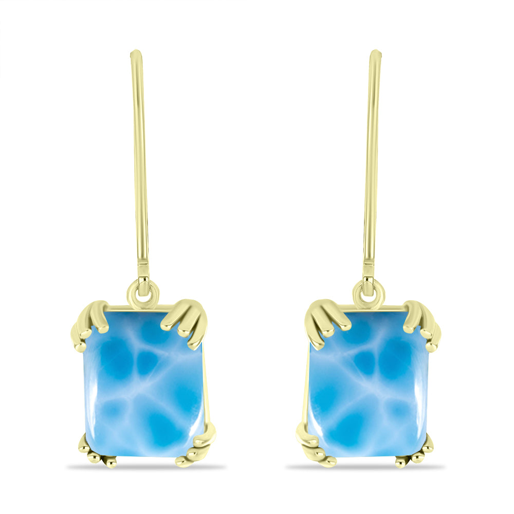Cercei din Argint 925 Placat cu Aur ( 2.13 grame ) cu Larimar(Piatra delfinului) 7 Carate 1 