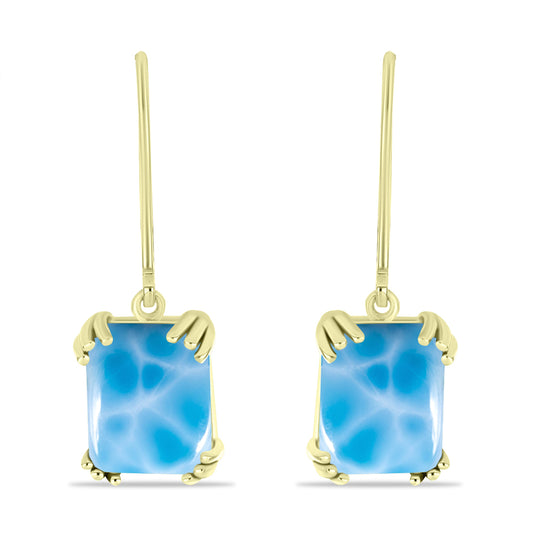 Cercei din Argint 925 Placat cu Aur ( 2.13 grame ) cu Larimar(Piatra delfinului) 7 Carate