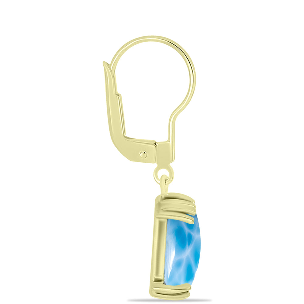 Cercei din Argint 925 Placat cu Aur ( 2.13 grame ) cu Larimar(Piatra delfinului) 7 Carate