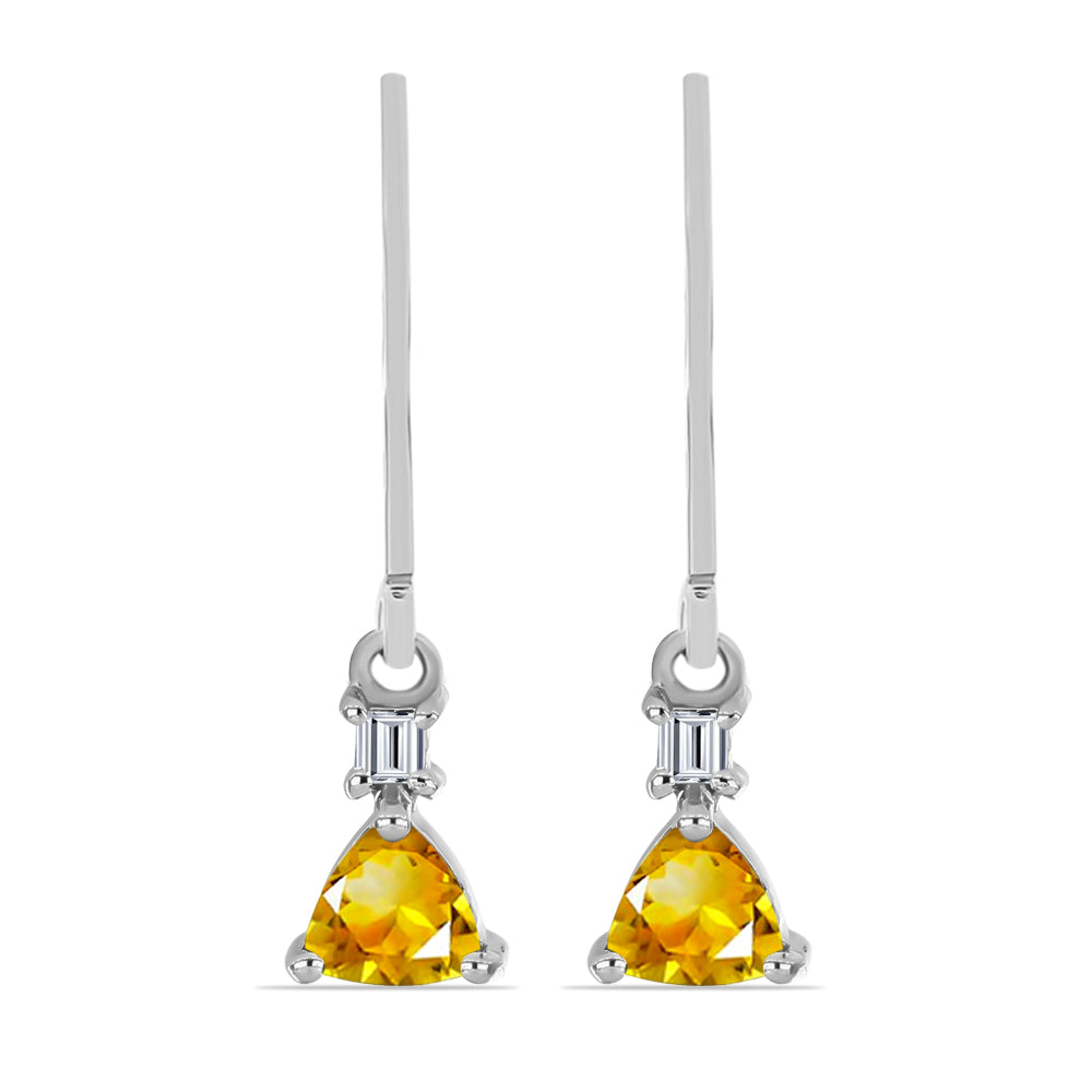 Cercei din Argint 925 ( 1.5 grame ) cu Citrin Rio Golden și Topaz Alb 0.87 Carate