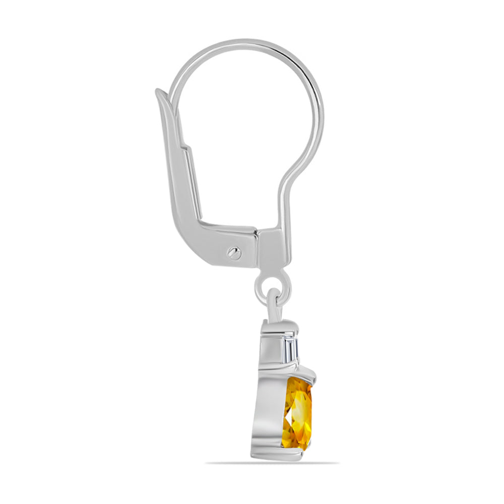 Cercei din Argint 925 ( 1.5 grame ) cu Citrin Rio Golden și Topaz Alb 0.87 Carate 2 