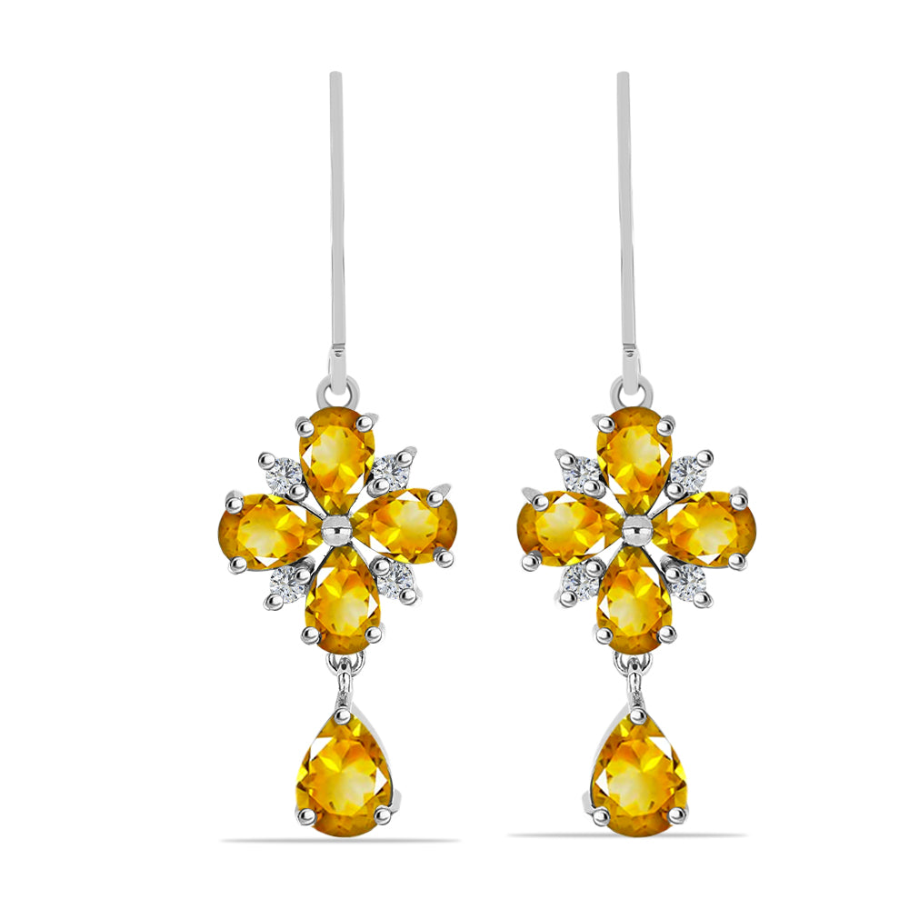 Cercei din Argint 925 ( 4.72 grame ) cu Citrin Rio Golden și Topaz Alb 4.39 Carate 1 