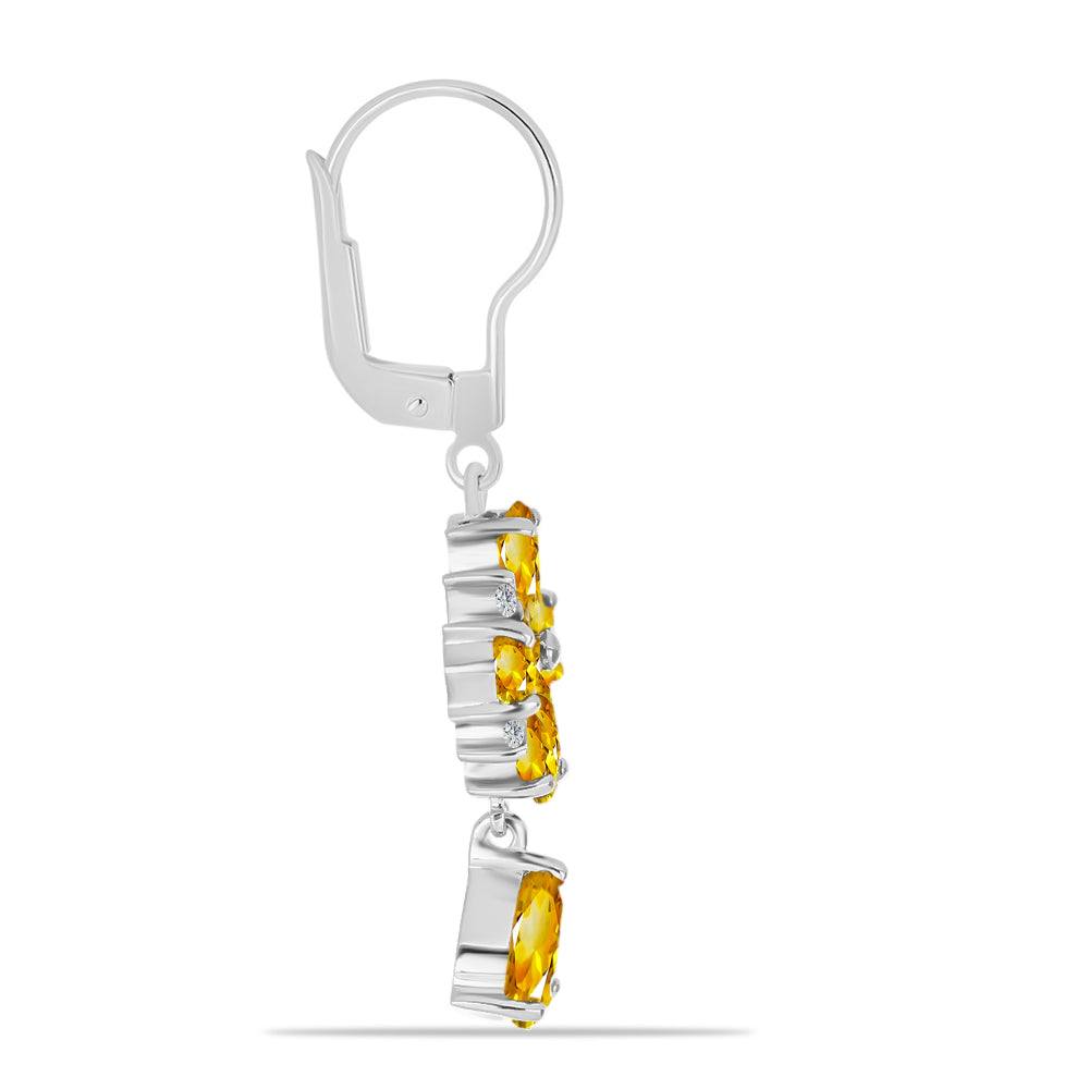 Cercei din Argint 925 ( 4.72 grame ) cu Citrin Rio Golden și Topaz Alb 4.39 Carate