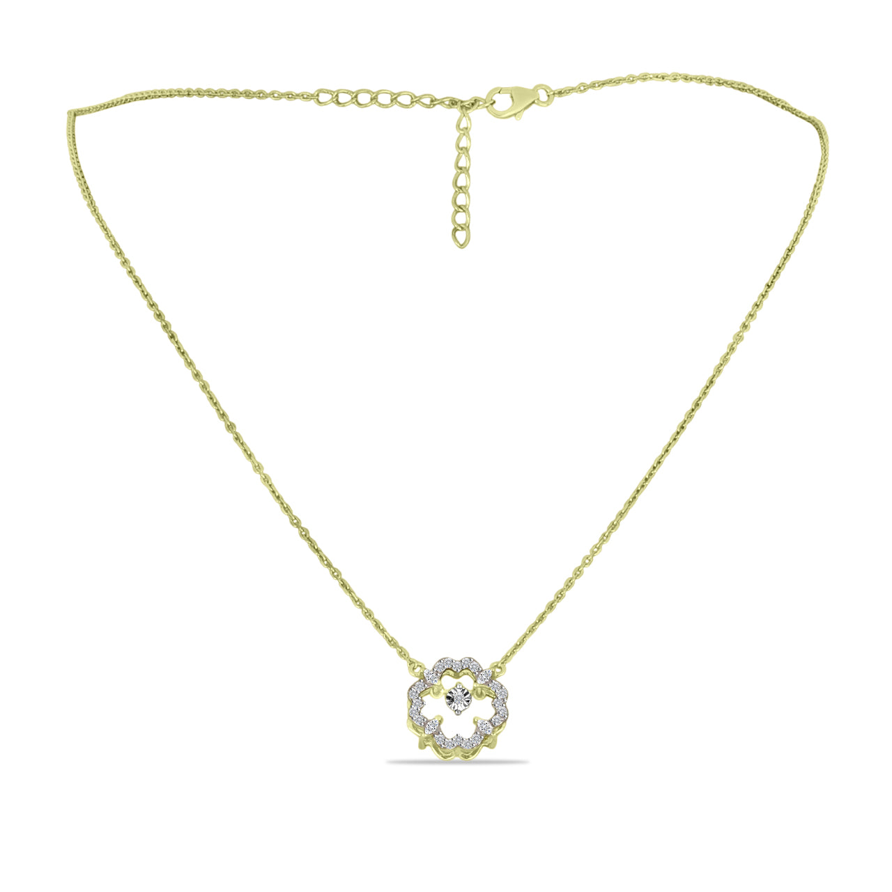 Colier din Argint 925 Placat cu Aur ( 3.94 grame ) cu Diamant Alb și Zircon Alb 0.38 Carate