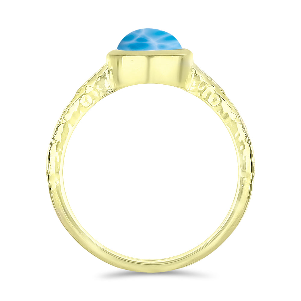 Inel din Argint 925 Placat cu Aur ( 3.04 grame ) cu Larimar(Piatra delfinului) 1.52 Carate