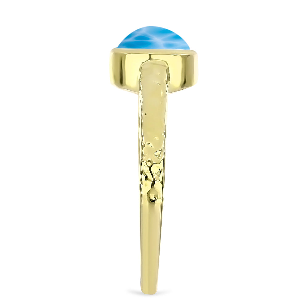 Inel din Argint 925 Placat cu Aur ( 3.04 grame ) cu Larimar(Piatra delfinului) 1.52 Carate 4 