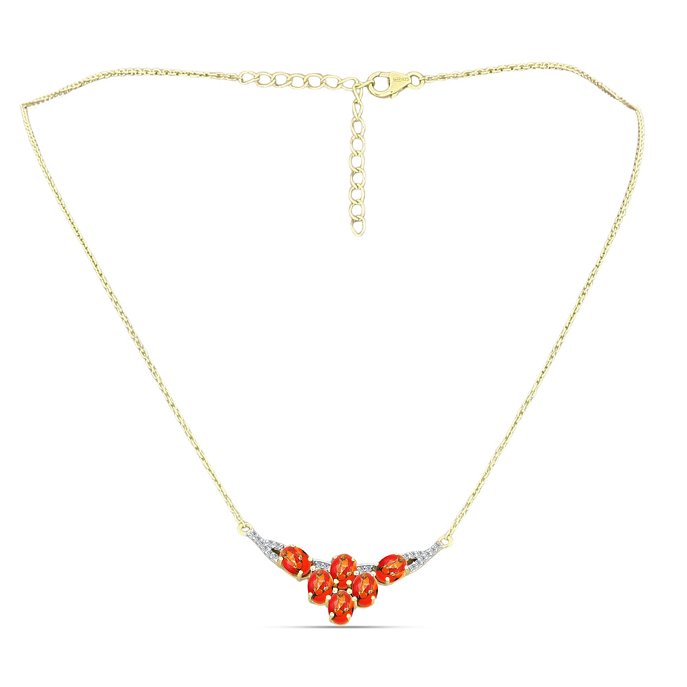 Colier din Argint 925 Placat cu Aur ( 4.29 grame ) cu Turcoaz Mohave și Topaz Alb 2.72 Carate 1 