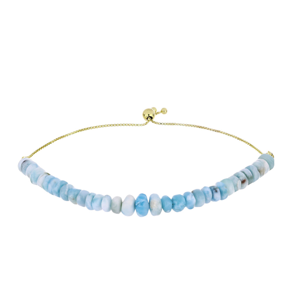 Brățară din Argint 925 Placat cu Aur ( 1.75 grame ) cu Larimar(Piatra delfinului) 47.43 Carate