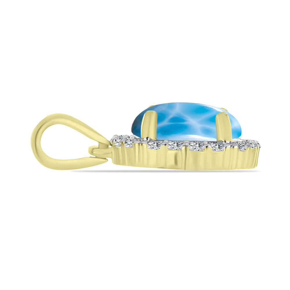 Pandantiv din Argint 925 Placat cu Aur ( 1.28 grame ) cu Larimar(Piatra delfinului) și Topaz Alb 2.3 Carate 2 