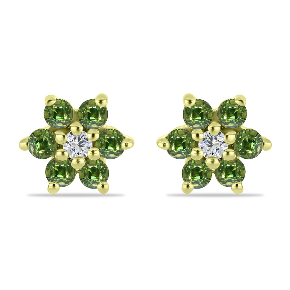 Cercei din Argint 925 Placat cu Aur ( 1.44 grame ) cu Safir verde și Topaz Alb 0.56 Carate