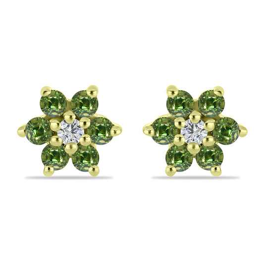 Cercei din Argint 925 Placat cu Aur ( 1.44 grame ) cu Safir verde și Topaz Alb 0.56 Carate