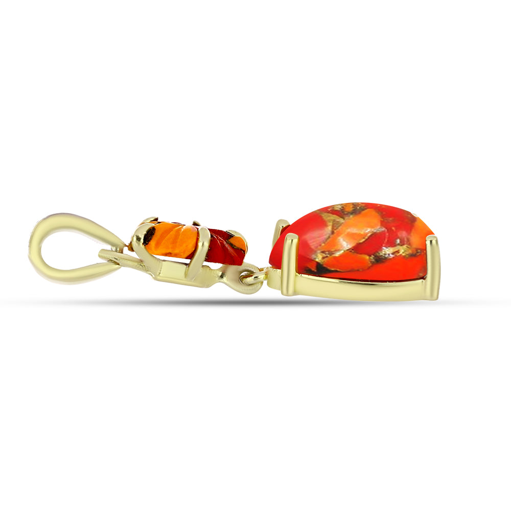 Pandantiv din Argint 925 Placat cu Aur ( 1.15 grame ) cu Turcoaz Mohave și Topaz Alb 3.33 Carate 2 