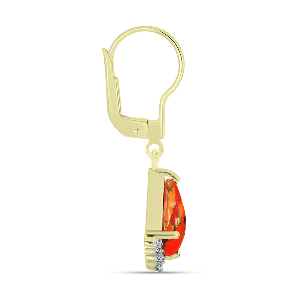 Cercei din Argint 925 Placat cu Aur ( 2.21 grame ) cu Turcoaz Mohave și Topaz Alb 1.59 Carate 2 