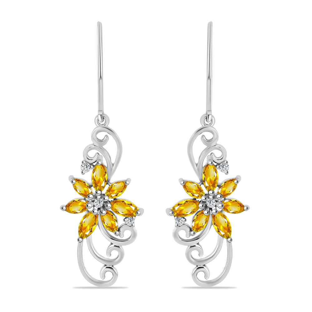 Cercei din Argint 925 ( 4.27 grame ) cu Citrin Rio Golden și Topaz Alb 2.64 Carate 1 