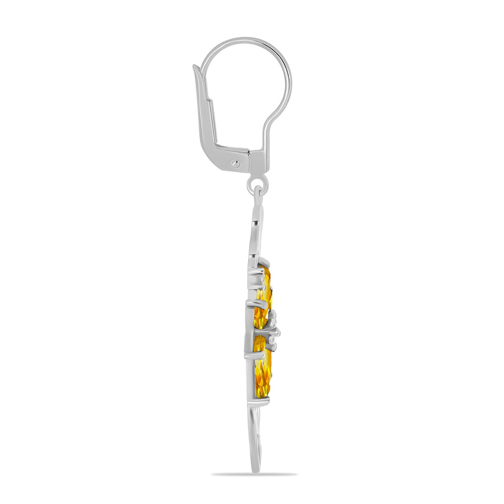 Cercei din Argint 925 ( 4.27 grame ) cu Citrin Rio Golden și Topaz Alb 2.64 Carate