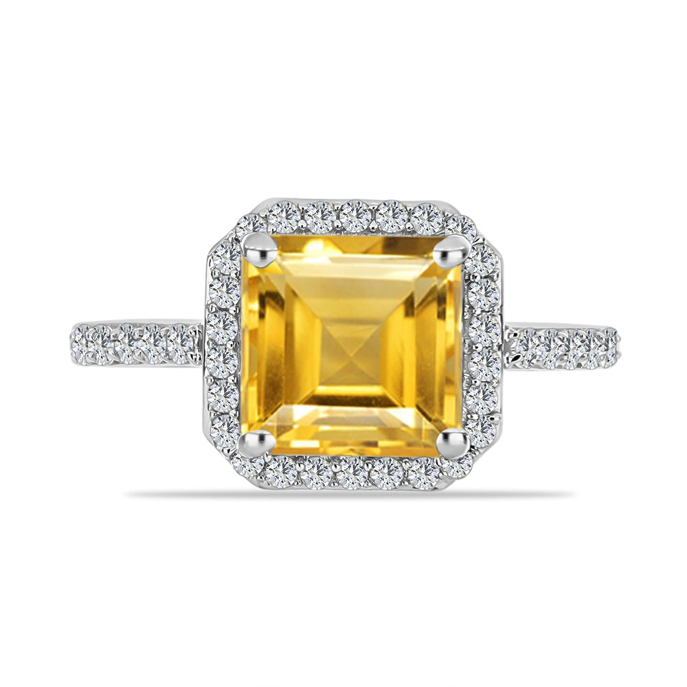Inel din Argint 925 ( 2.41 grame ) cu Citrin Rio Golden și Topaz Alb 2.67 Carate 1 
