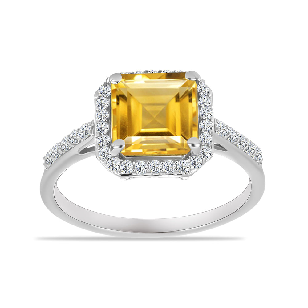 Inel din Argint 925 ( 2.41 grame ) cu Citrin Rio Golden și Topaz Alb 2.67 Carate 3 