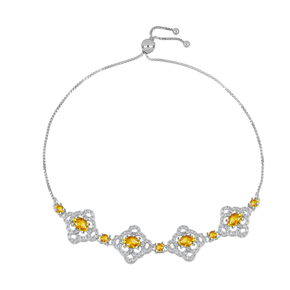 Brățară din Argint 925 ( 7.87 grame ) cu Citrin Rio Golden și Topaz Alb 3.02 Carate 1 