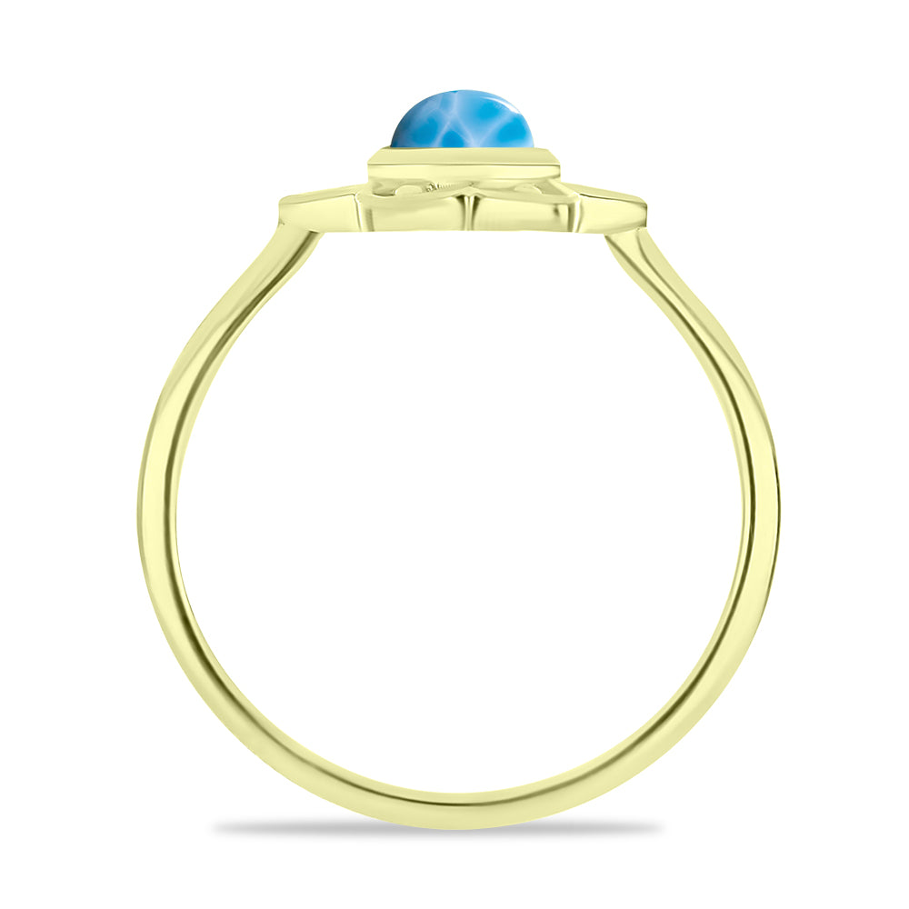 Inel din Argint 925 Placat cu Aur ( 1.84 grame ) cu Larimar(Piatra delfinului) 0.58 Carate 2 