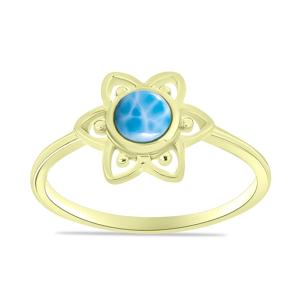 Inel din Argint 925 Placat cu Aur ( 1.84 grame ) cu Larimar(Piatra delfinului) 0.58 Carate 3 