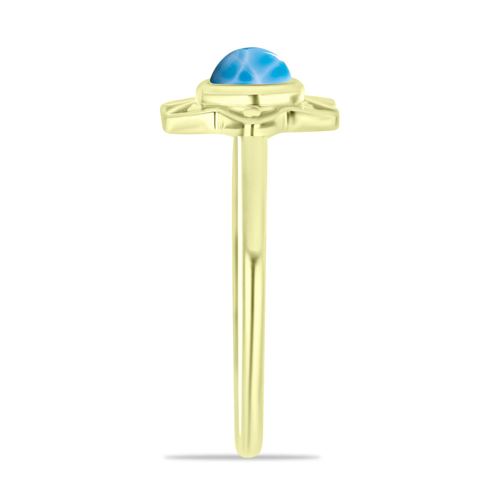 Inel din Argint 925 Placat cu Aur ( 1.84 grame ) cu Larimar(Piatra delfinului) 0.58 Carate 4 