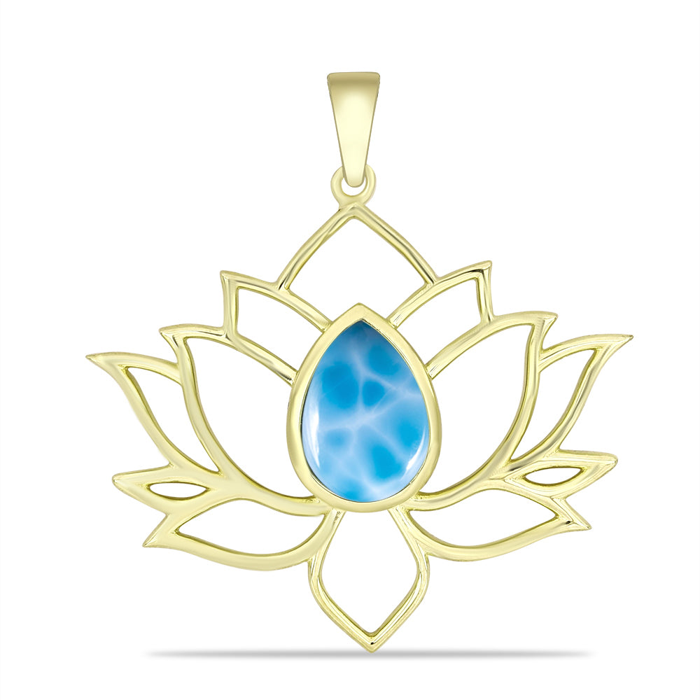 Pandantiv din Argint 925 Placat cu Aur ( 3.17 grame ) cu Larimar(Piatra delfinului) 2.3 Carate 1 