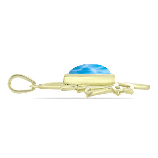 Pandantiv din Argint 925 Placat cu Aur ( 3.17 grame ) cu Larimar(Piatra delfinului) 2.3 Carate