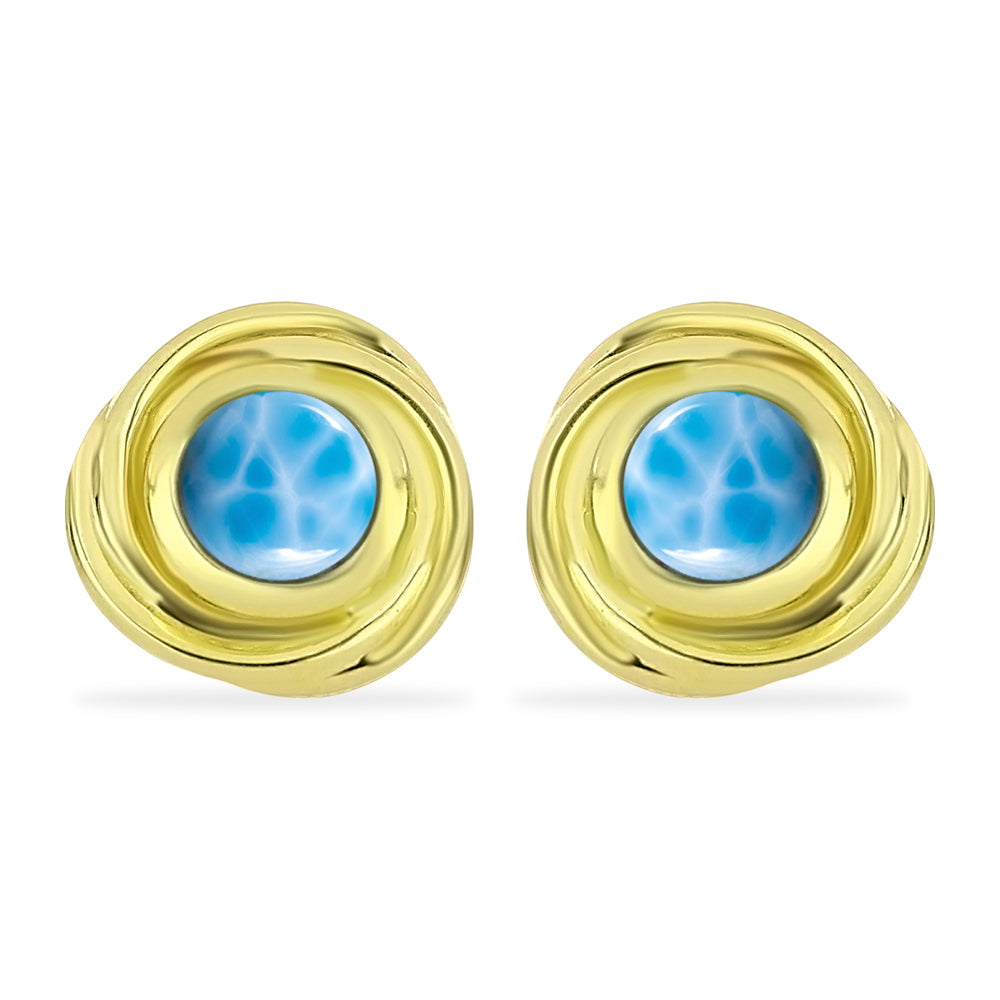 Cercei din Argint 925 Placat cu Aur ( 2.98 grame ) cu Larimar(Piatra delfinului) 1.15 Carate 1 