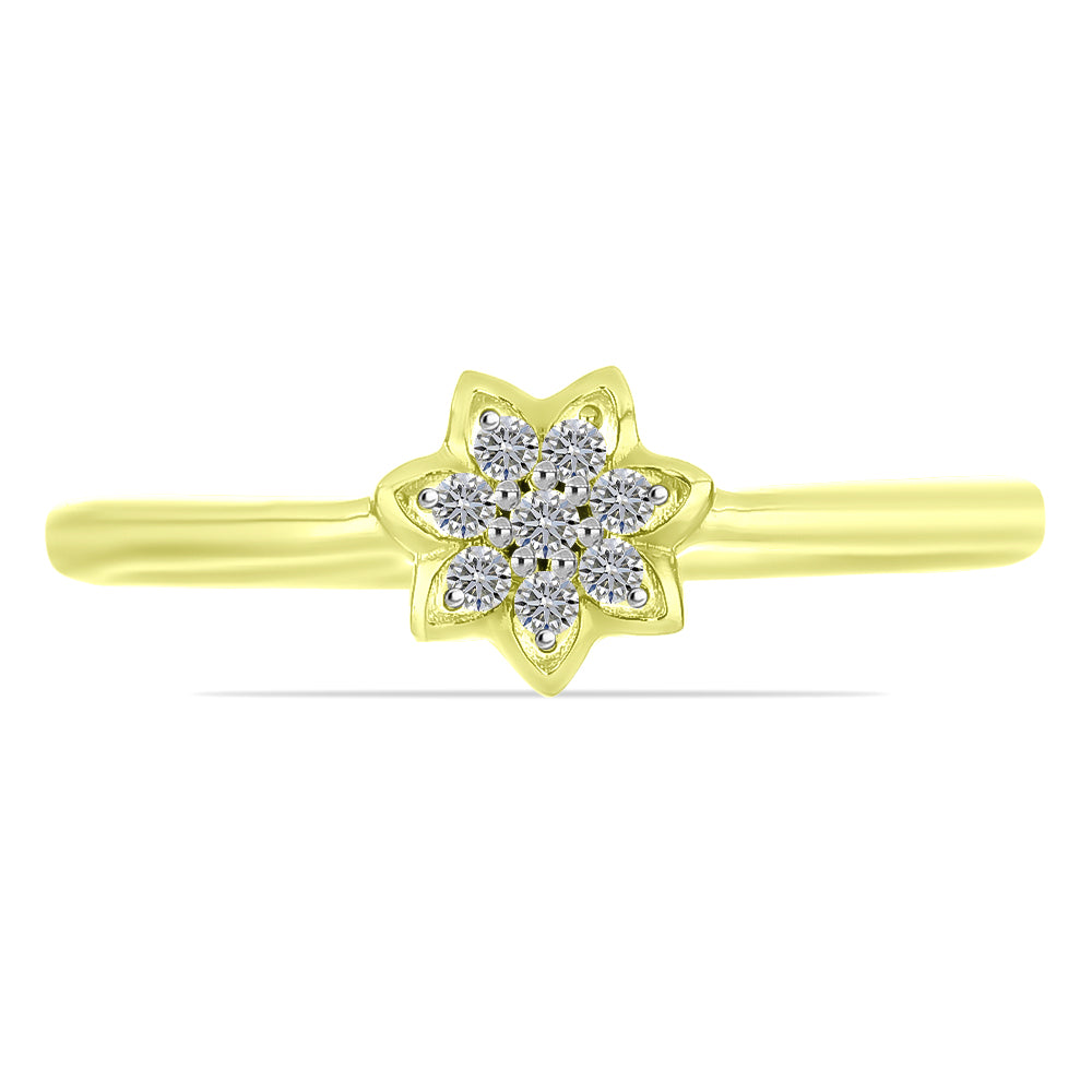 Inel din Argint 925 Placat cu Aur ( 1.88 grame ) cu Diamant Alb 0.09 Carate