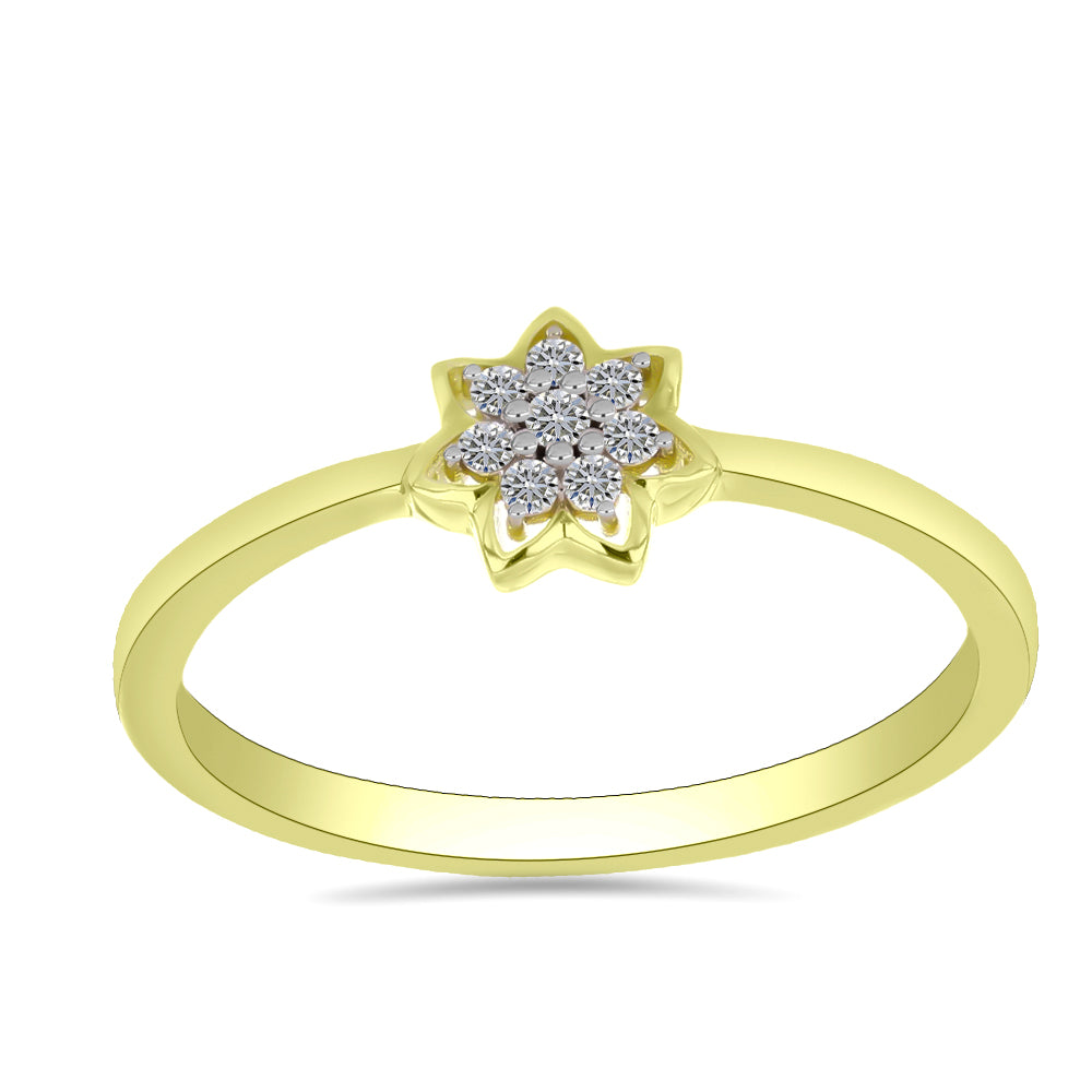 Inel din Argint 925 Placat cu Aur ( 1.88 grame ) cu Diamant Alb 0.09 Carate 3 
