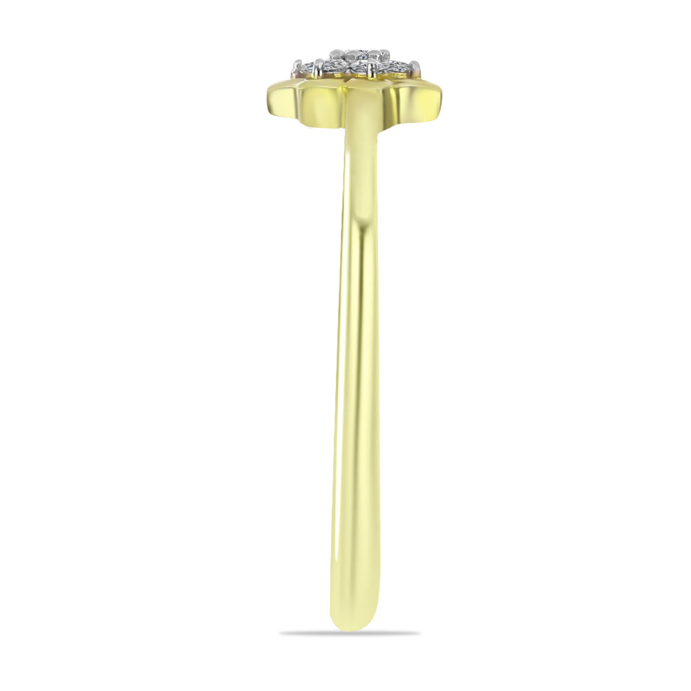 Inel din Argint 925 Placat cu Aur ( 1.88 grame ) cu Diamant Alb 0.09 Carate 4 