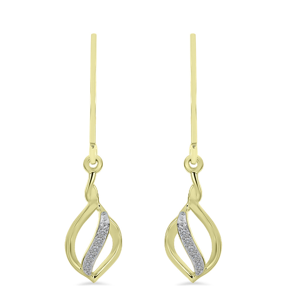 Cercei din Argint 925 Placat cu Aur ( 1.73 grame ) cu Diamant Alb 0.06 Carate 3 