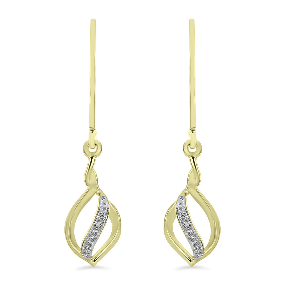 Cercei din Argint 925 Placat cu Aur ( 1.73 grame ) cu Diamant Alb 0.06 Carate 1 
