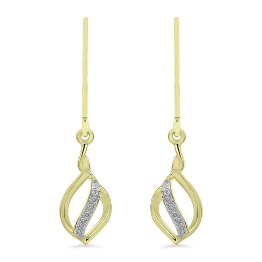 Cercei din Argint 925 Placat cu Aur ( 1.73 grame ) cu Diamant Alb 0.06 Carate