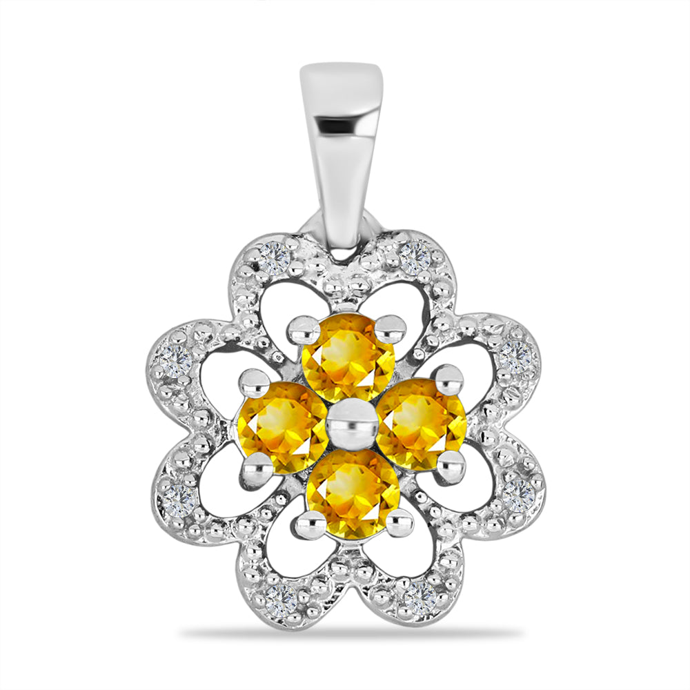 Pandantiv din Argint 925 ( 1.73 grame ) cu Citrin Rio Golden și Topaz Alb 0.5 Carate 1 