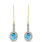 Cercei din Argint 925 Placat cu Aur ( 2.91 grame ) cu Larimar(Piatra delfinului) și Topaz Alb 2.57 Carate